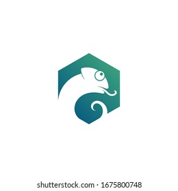 Logo-Vorlage von Chamäleon in Hexagon. Einfache Wohnung. Vektorillustration Logo Vorlage bereit zur Verwendung.