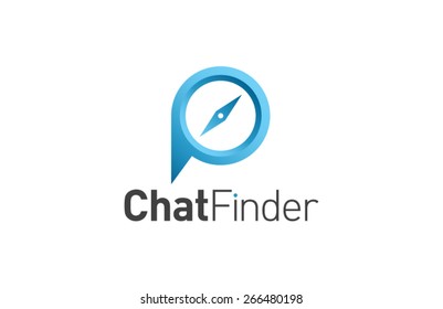 Logo template chat finder, social application, speech bubble. Brand, branding, company, identity, logotype. Clean and modern style design
