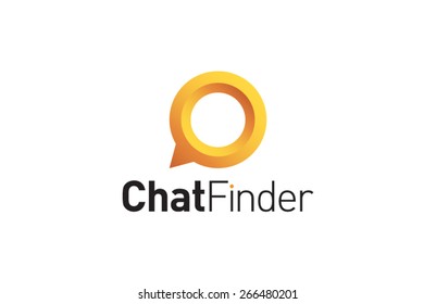 Logo template chat finder, social application, speech bubble. Brand, branding, company, identity, logotype. Clean and modern style design