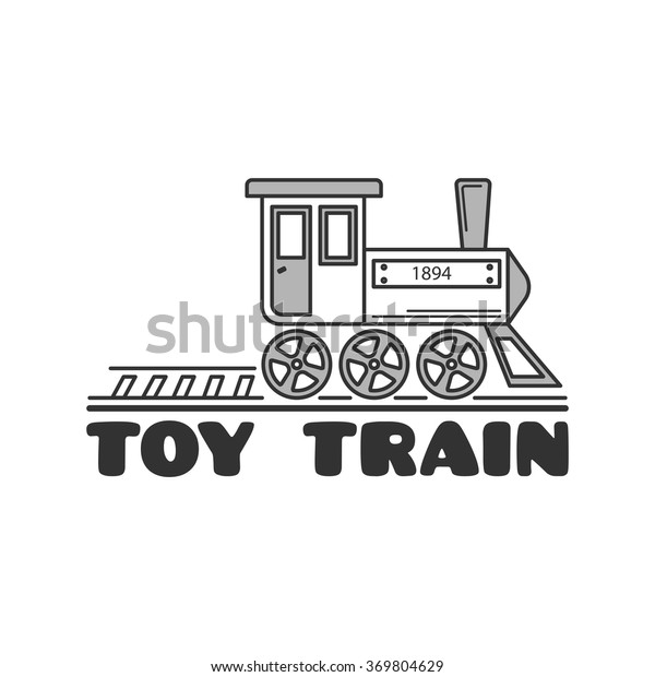 Logo template with children\'s railway. The\
locomotive and the railroad in black and white style isolated on a\
white background.