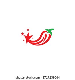 Logo template of chili and star. Simple flat style. Vector logo template ready for use.