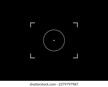 Logo Template with circle photo camera target icon on dark background. Vector camera viewfinder screen.