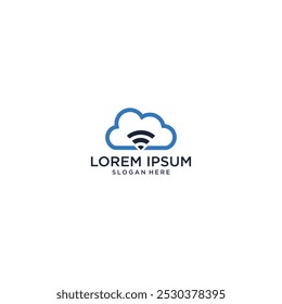 Logo-Vorlage. Cloud-Netzwerk und Wi-Fi-Signal, Vektordesign