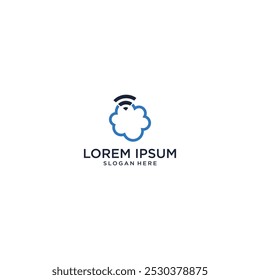 logo template. Cloud network and wi-fi signal, vector design