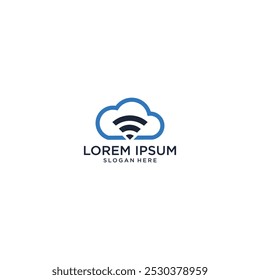 logo template. Cloud network and wi-fi signal, vector design