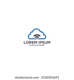 logo template. Cloud network and wi-fi signal, vector design