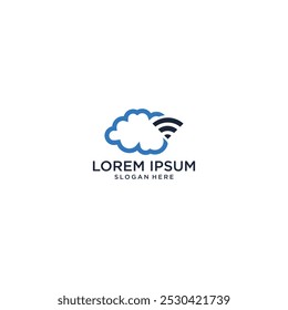 Plantilla del logotipo. Red de la nube y señal del wi-fi, diseño del Vector