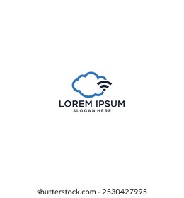 logo template. Cloud network and wi-fi signal, vector design