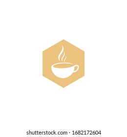Plantilla de logotipo de café en hexágono. Sencillo estilo plano. Plantilla de logotipo vectorial lista para su uso.