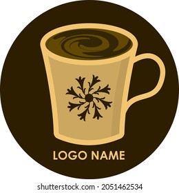 Logo template with a coffee mug. Vector illustration. Perfect for a cafe.