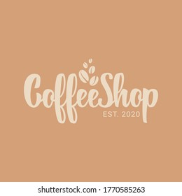 Logo template for a coffee shop or cafe. Emblems, badges, stickers. Elements of design. Hand lettering.