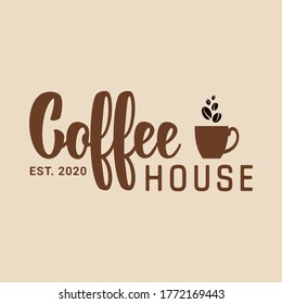 Logo template for a coffee shop or cafe. Emblems, badges, stickers. Elements of design. Hand lettering.