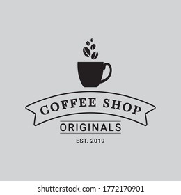 Plantilla de logotipo para una cafetería o cafetería. Emblemas, insignias, pegatinas. Elementos de diseño.