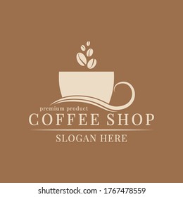 Logo template for a coffee shop, restaurant or cafe. Emblems, badges, stickers, banners. Coffee design elements.