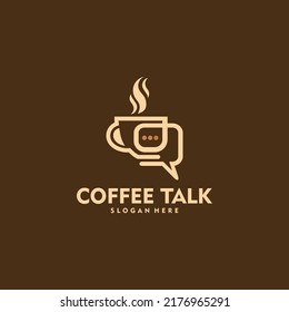 Logo template coffee talk logo vector Coffee logo design with Talk Icon illustration