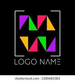 Logo template with a colored rhombus. Vector illustration.