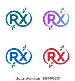 the logo template combined with the letters R and X, is certain to extend and at the end there are leaves.