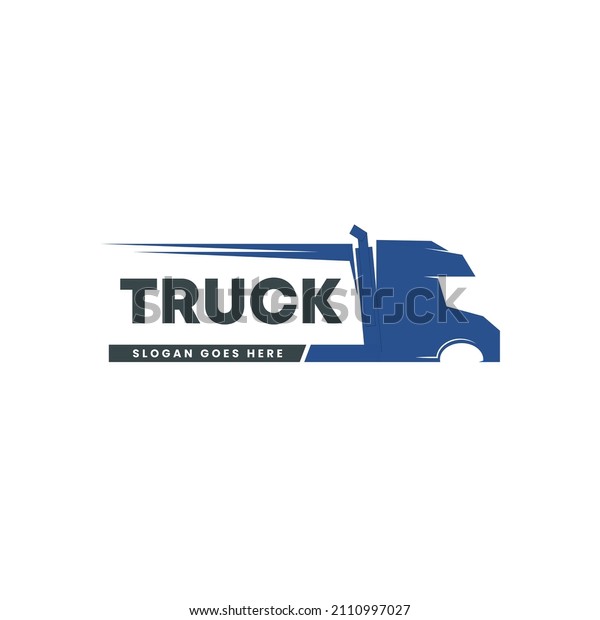 logo template for companies in
logistics. logo in the form of a blue sideways truck
image.
