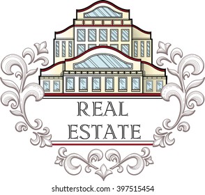 Logo template for company engaged in the construction and real estate sales.