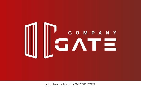 Una Plantilla de logotipo para una empresa con el nombre Puerta y la silueta de la puerta. Ilustración vectorial.