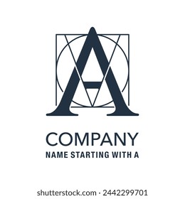 Logo template for company that started with A letter. Modern, flat and symmetrical branding symbol