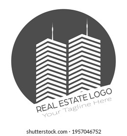 Logo template for construction and real estate, rental, rental, sale and purchase of housing. Vector illustration, flat design.