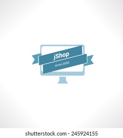 Logo template. Corporate icon for logotype. Vector. Computers Shop.