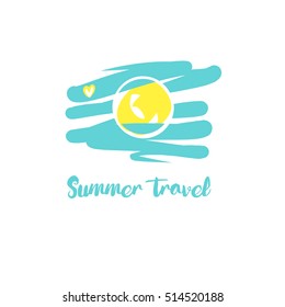 Logo and template corporate identity, banner for travel agency. Image of summer trend. Demonstration of reliability, professionalism. Free style.