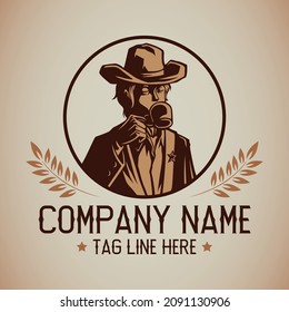 Logo template of cowboy silhouette drinking