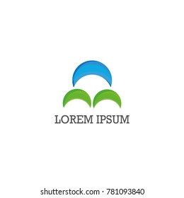 Logo template - crescent shape - paragliding