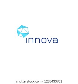 Logo template with crystal idea abstract business emblem, line style constellation icons low poly symbol for web online company
