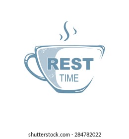 Logo template. Cup with hot drink. From a cup there is steam