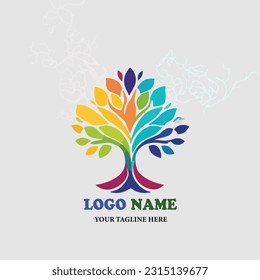 logo template of cute tree of life cartoon vector illustrator