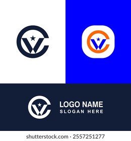 Logo template with CV letters.