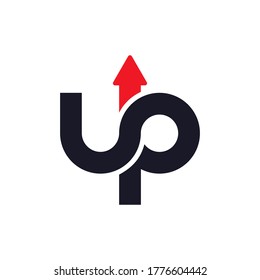 UP Logo Template Design Concept. Letter U and P logo vector with arrow combination. 