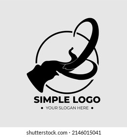 Logo-Template-Design, Elefantenkopfsilhouette mit schwarzem Kreis