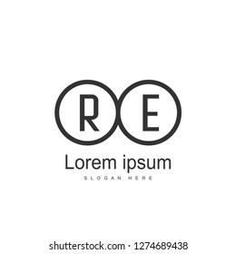 RE Logo template design. Initial letter logo template design