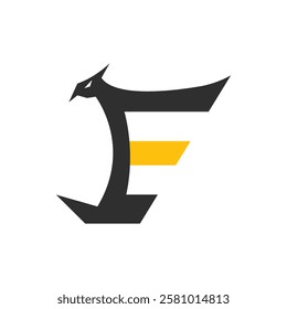 Logo template design with a letter E and an eagle. Vector illustration.