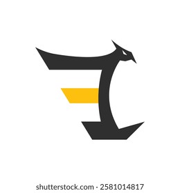Logo template design with a letter E and an eagle. Vector illustration.