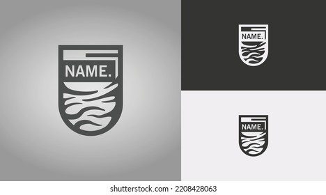 Logo template design Shield with waves pattern