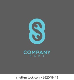 Logo template design with a stylize letter S on a gray background. Vector illustration.