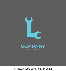 Logo template design with a stylize letter L on a gray background. Vector illustration.