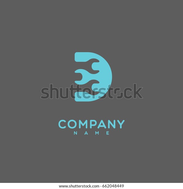 Logo template design with a stylize\
letter D on a gray background. Vector\
illustration.