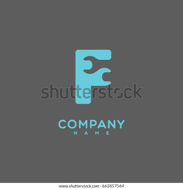 Logo template design with a stylize\
letter F on a gray background. Vector\
illustration.
