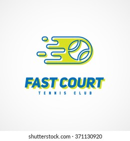 Logo template design for tennis club with offset color effect. Vector illustration.