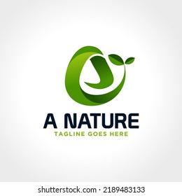 Vector de diseño de plantillas de logotipos. Letra agrícola a logotipo, icono, signo o símbolo. hoja, granja, naturaleza