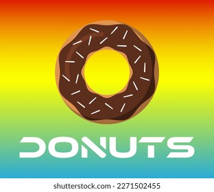Logo template with a donut on a colorful background. Vector illustration. Perfect for a donut shop.