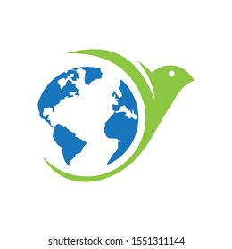 Logo Template Dove Peace Bird Globe 