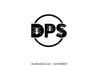 Logo template DPS with the image of the ant in circle for pest control company