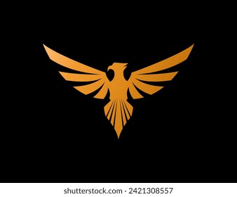 Logo template of eagle logo with golden gradient logo design on black background